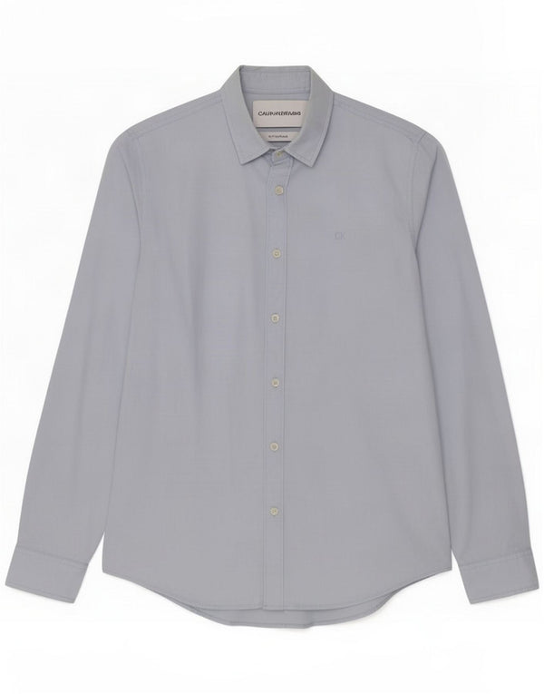 Calvin Klein Jeans Mens Camisa Slim Fit Algodão Azul Médio