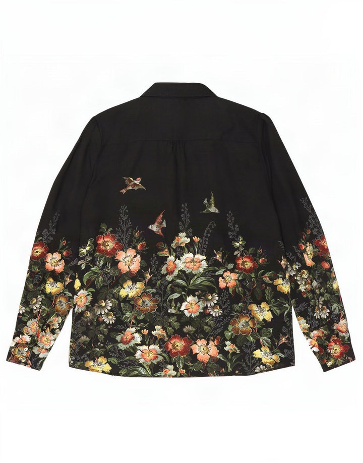 Blusa feminina militar Oasis UK 14 poliéster floral preto médio