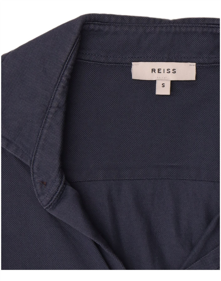Camisa masculina Reiss pequena algodão azul