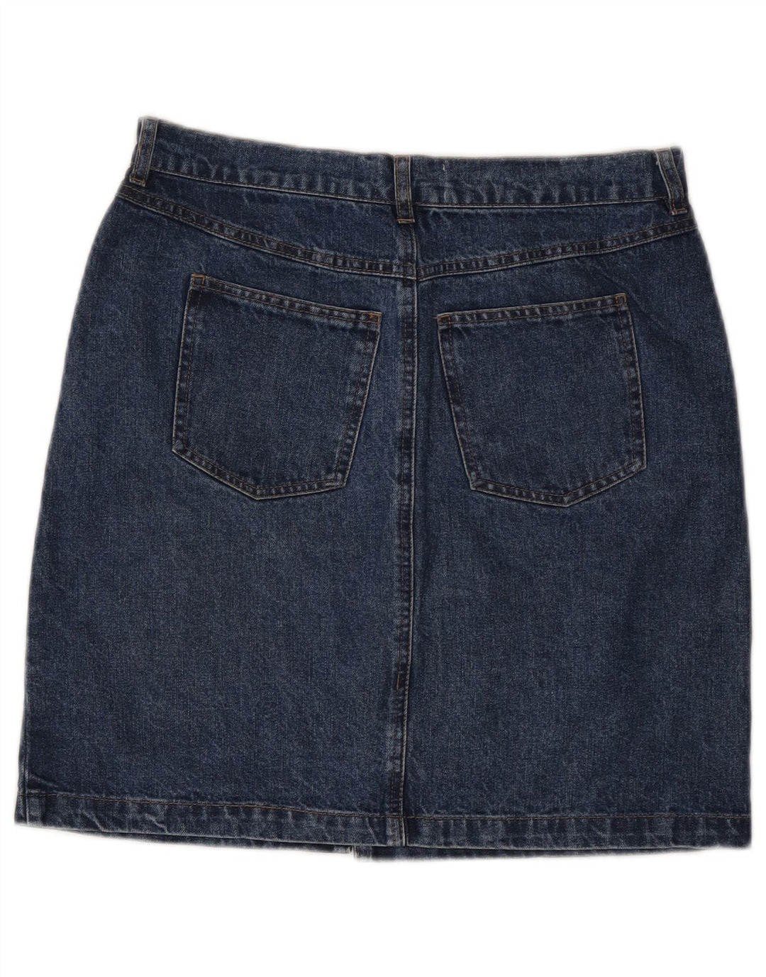 WAREHOUSE Saia jeans feminina UK 10 pequena W27 algodão azul marinho