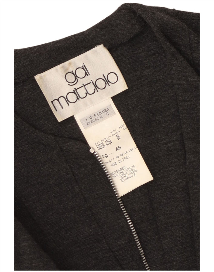 Vestido bodycon feminino de manga comprida GAI MATTIOLO Reino Unido 16 grande lã virgem cinza