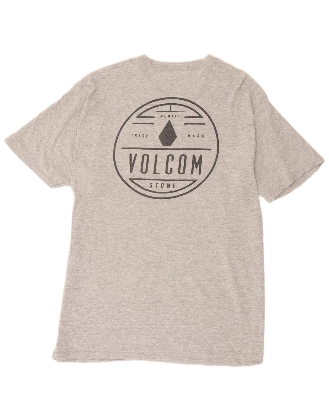 Camiseta masculina gráfica Volcom grande algodão manchado cinza