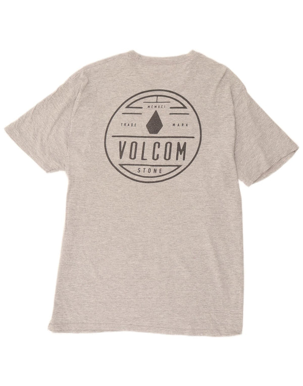 Camiseta masculina gráfica Volcom grande algodão manchado cinza