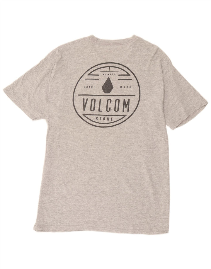 Camiseta masculina gráfica Volcom grande algodão manchado cinza