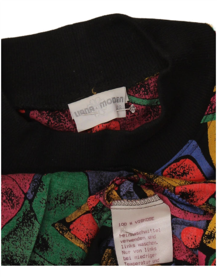 Vestido feminino vintage cintura caída UE 38 médio multicolorido geométrico