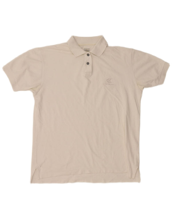Camisa polo masculina Calvin Klein grande algodão branco