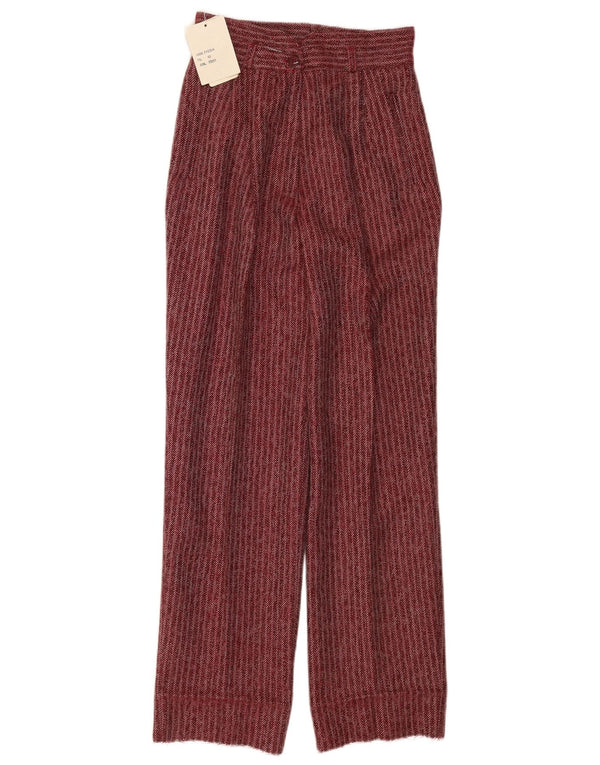 Calça casual feminina vintage de cintura alta com fixação média W24 L30 Borgonha