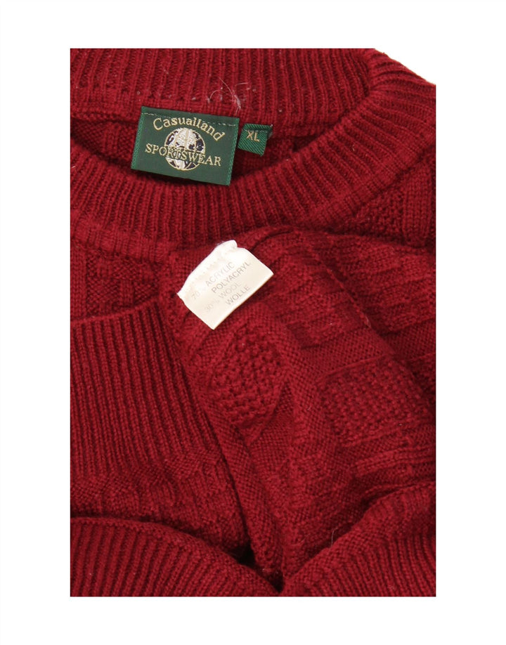 CASUALLAND Mens Crew Neck Jumper Sweater XL Burgundy Acrylic Vintage Casualland and Second-Hand Casualland from Messina Hembry 
