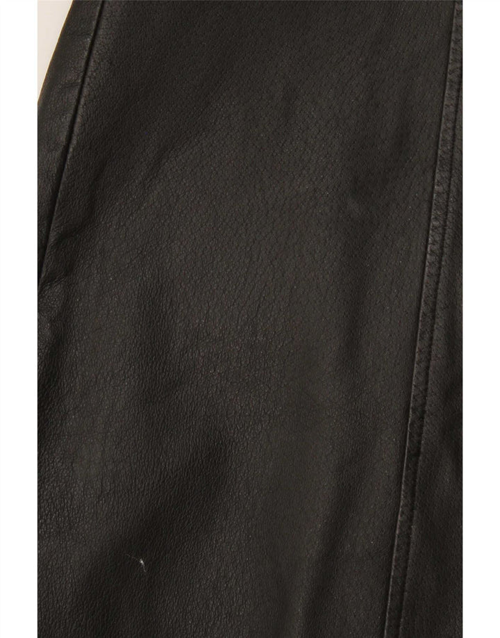 Casaco de couro feminino C&A UK 12 médio preto