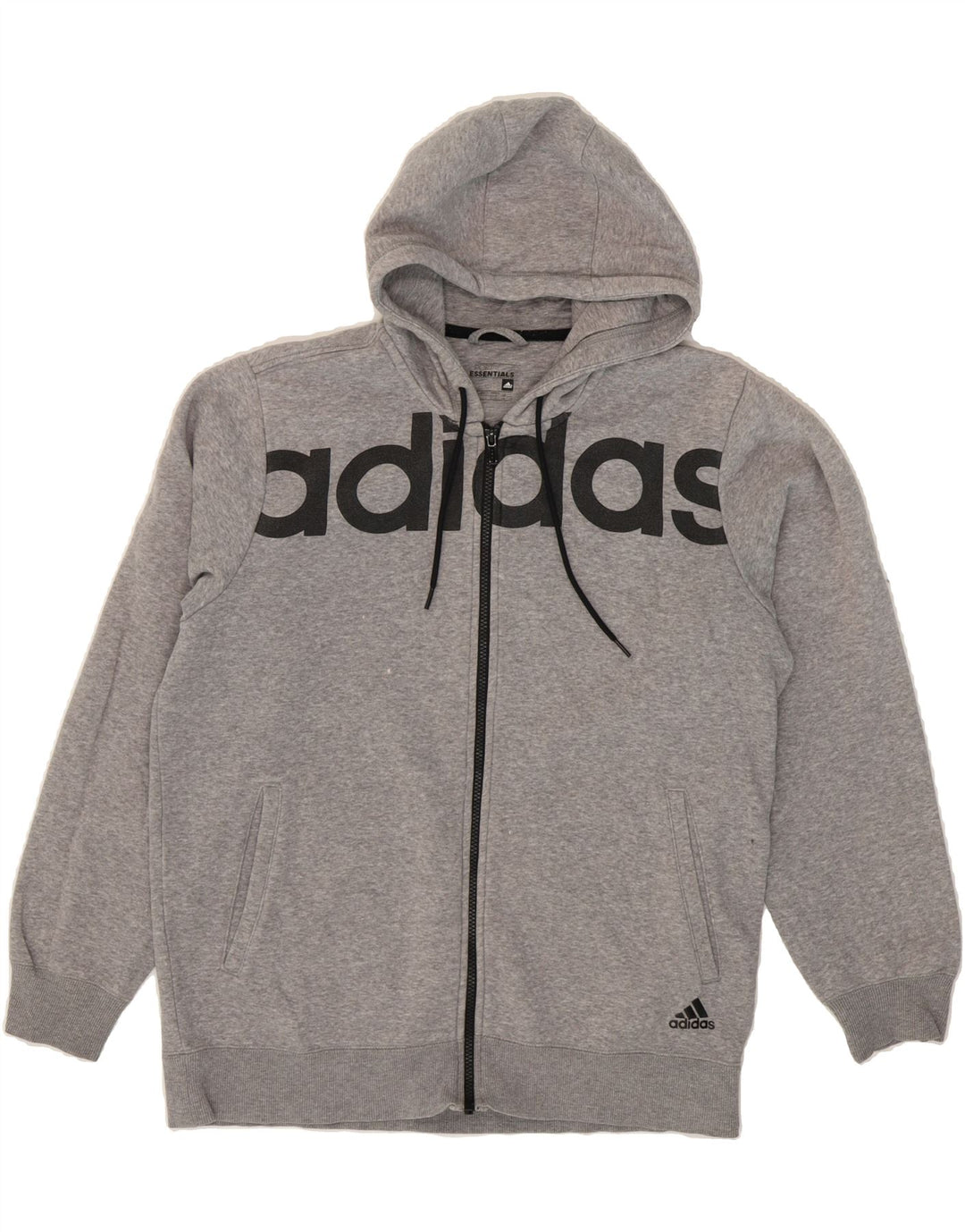 ADIDAS Mens Graphic Zip Hoodie Sweater Large Grey Cotton Vintage Adidas and Second-Hand Adidas from Messina Hembry 