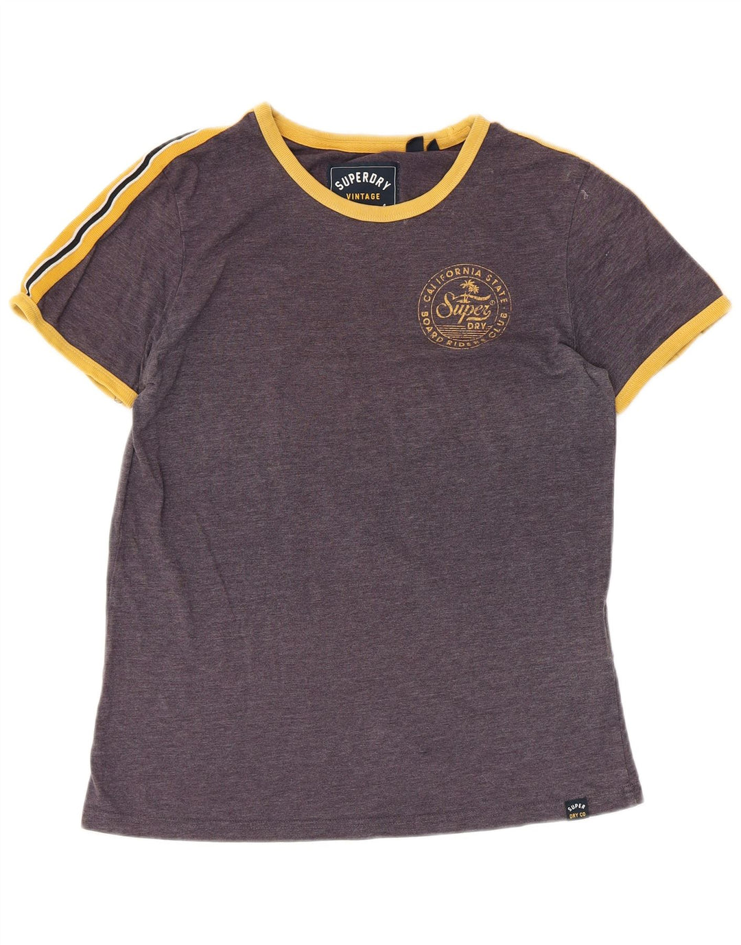 Camiseta feminina SUPERDRY com estampa gráfica UK 12 algodão roxo médio