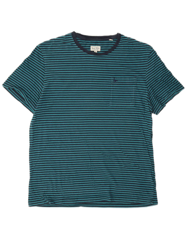Jack Wills Camiseta masculina de algodão listrado azul médio
