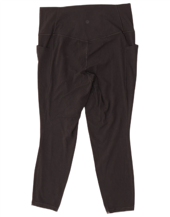 Leggings capri femininas Athleta Reino Unido 16 grande nylon preto