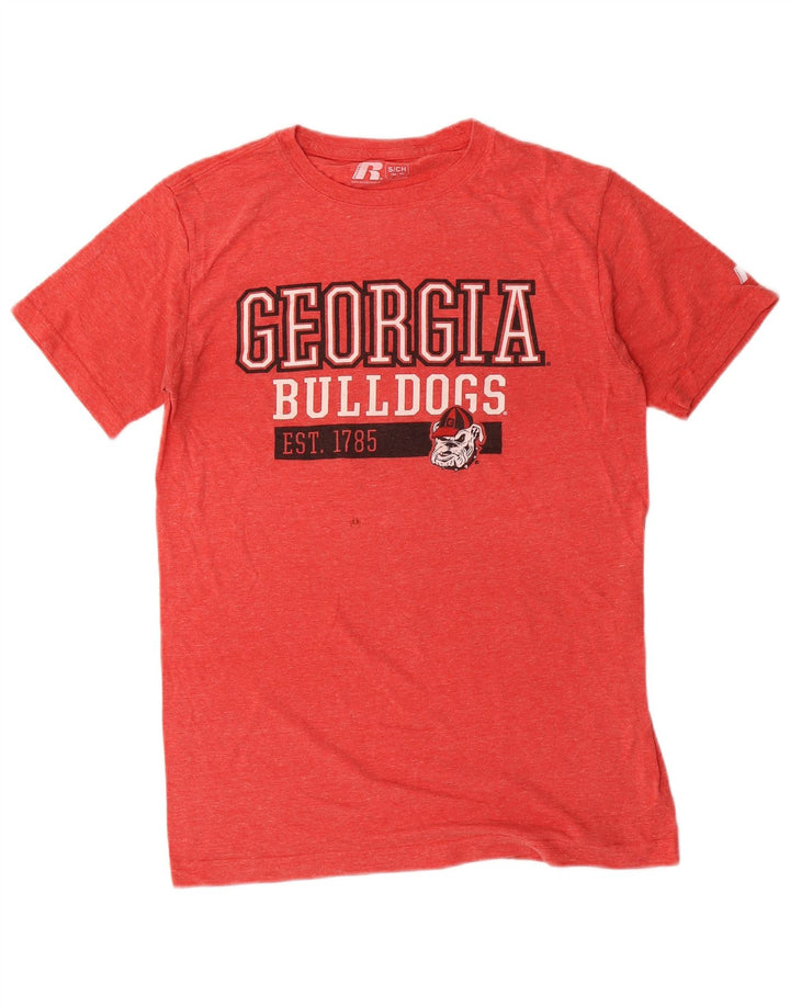 Russell Athletic Camiseta masculina gráfica top pequeno poliéster vermelho