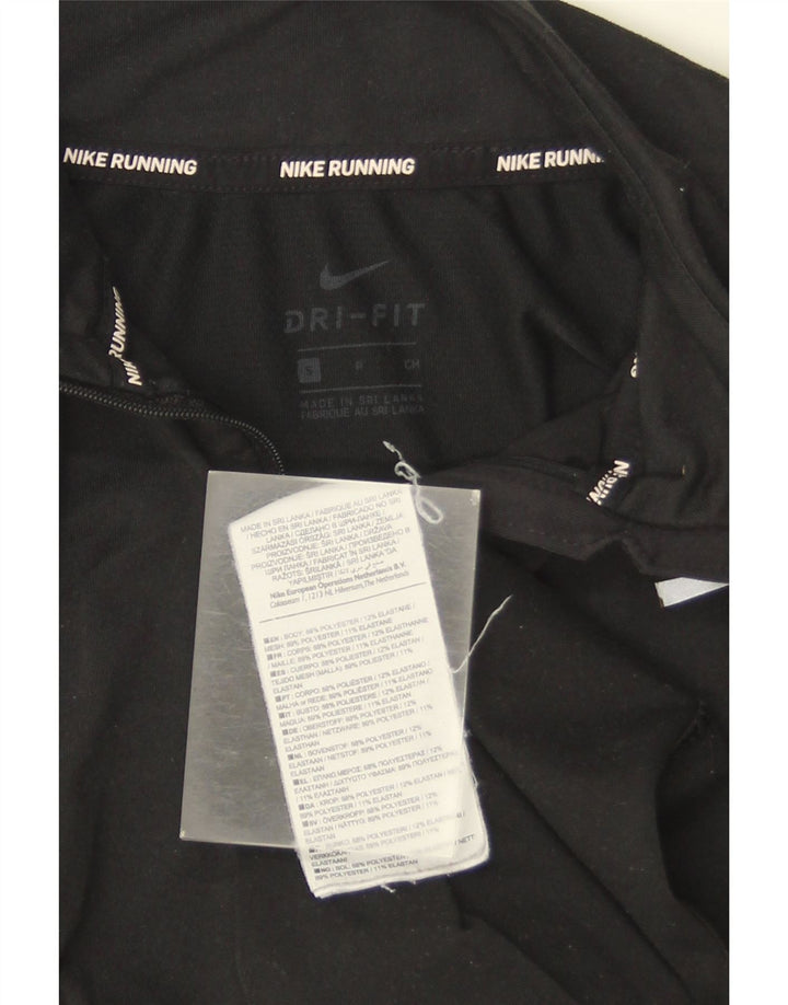 Nike Womens Dri Fit Zip Neck Pullover Treino Top Reino Unido 10 Pequeno Preto