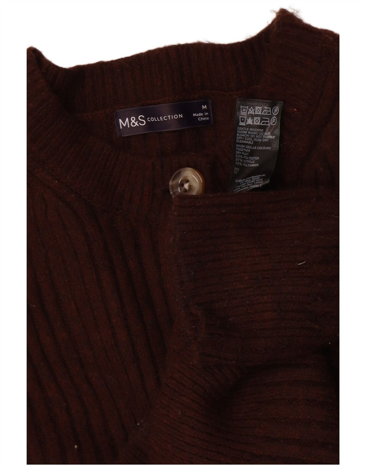 Suéter cardigã feminino Marks & Spencer Reino Unido 14 poliéster marrom médio