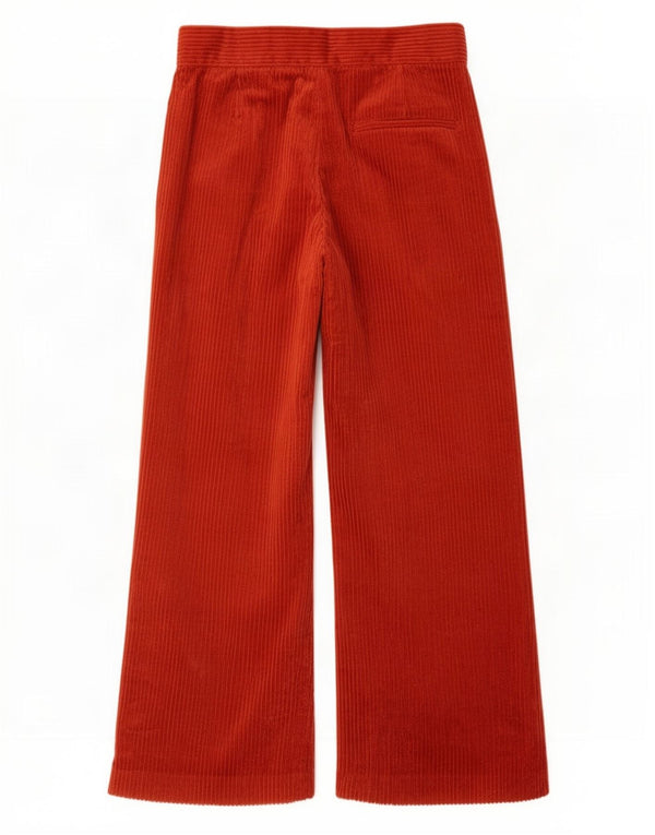 Zara Calça feminina de veludo cotelê com perna larga médio W28 L25 vermelha