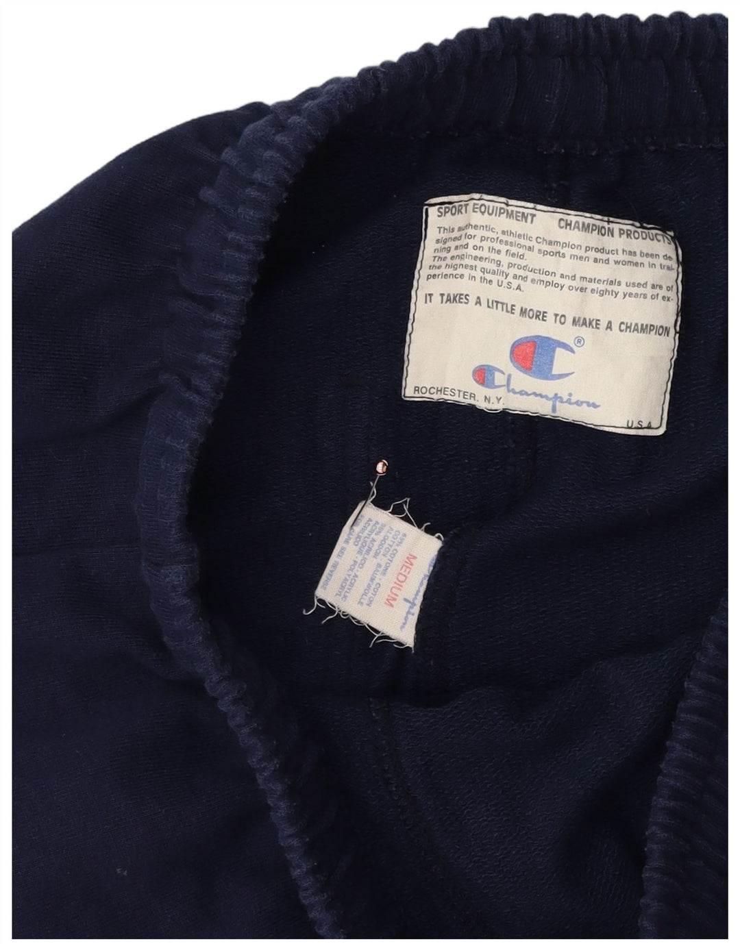 Shorts esportivos gráficos masculinos Champion médio algodão azul marinho