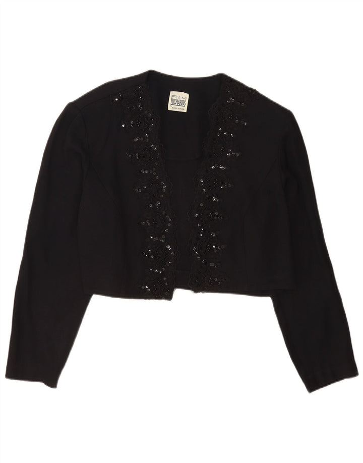 Jaqueta Bolero Feminina R&M Richards Reino Unido 14 Médio Preto Rayon