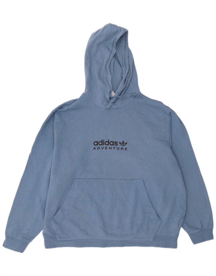 ADIDAS Mens Adventure Graphic Hoodie Jumper 2XL Azul Algodão