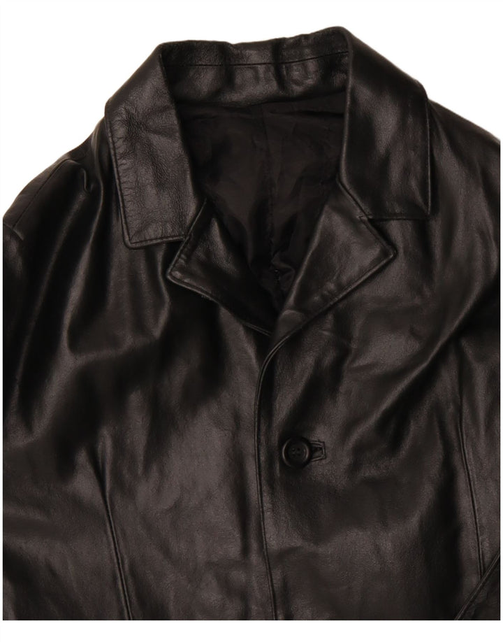Casaco de couro masculino VINTAGE Reino Unido 36 pequeno couro preto