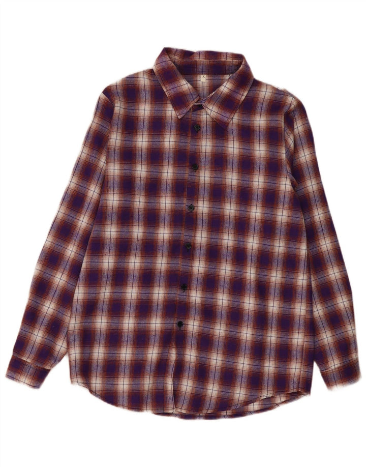 Camisa masculina de flanela Shein pequena roxa xadrez poliéster