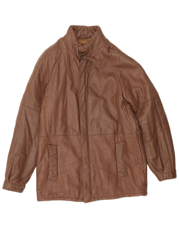 Jaqueta de couro masculina vintage IT 48 couro marrom médio