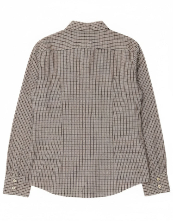 Camisa feminina Benetton UK 14 grande algodão cinza