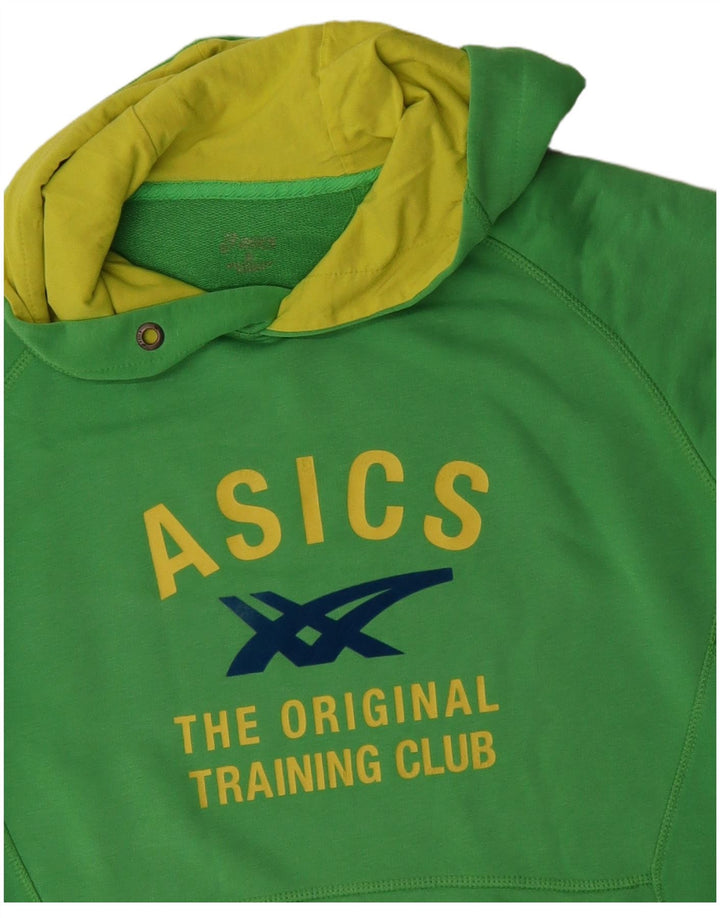 Asics Mens Graphic Hoodie Jumper Grande Algodão Verde