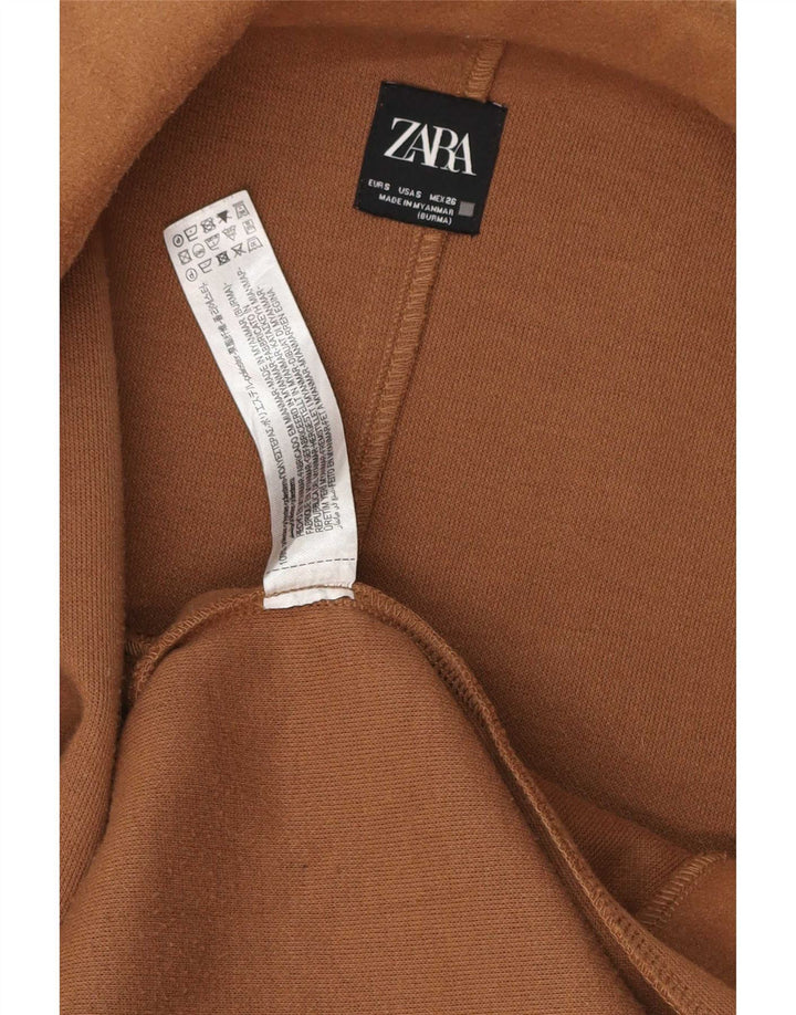 Sobretudo aberto oversized feminino Zara UK 10 pequeno poliéster marrom