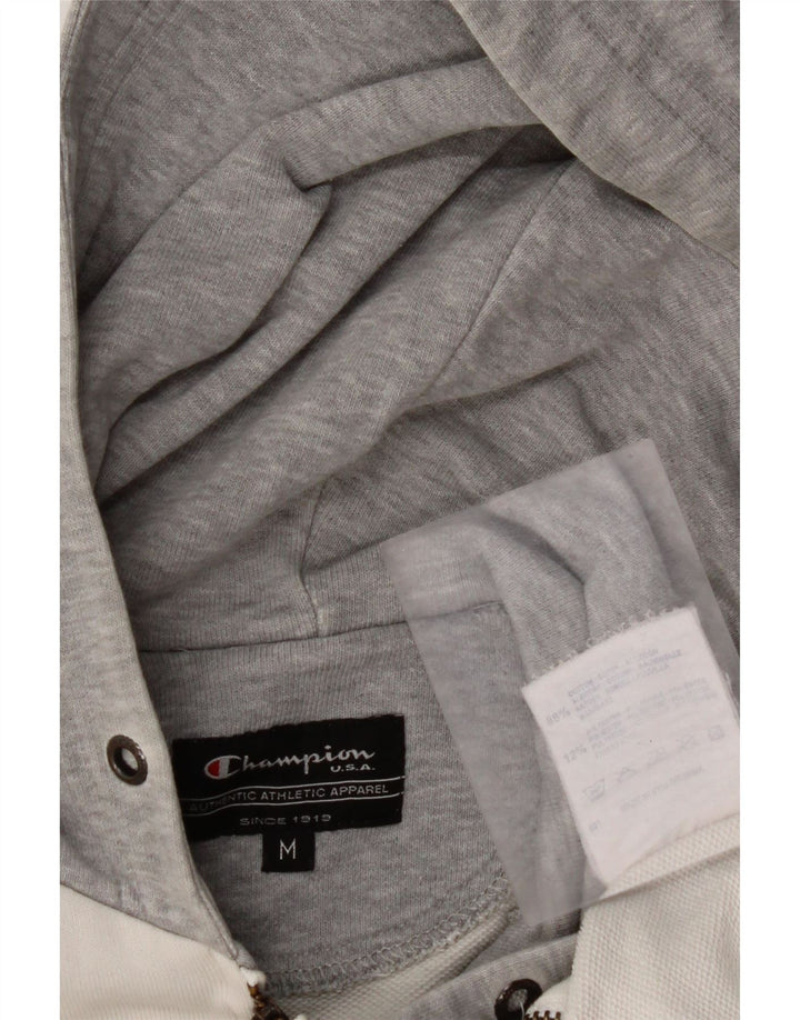 Suéter feminino com capuz e zíper CHAMPION Reino Unido 14 algodão colorblock branco médio