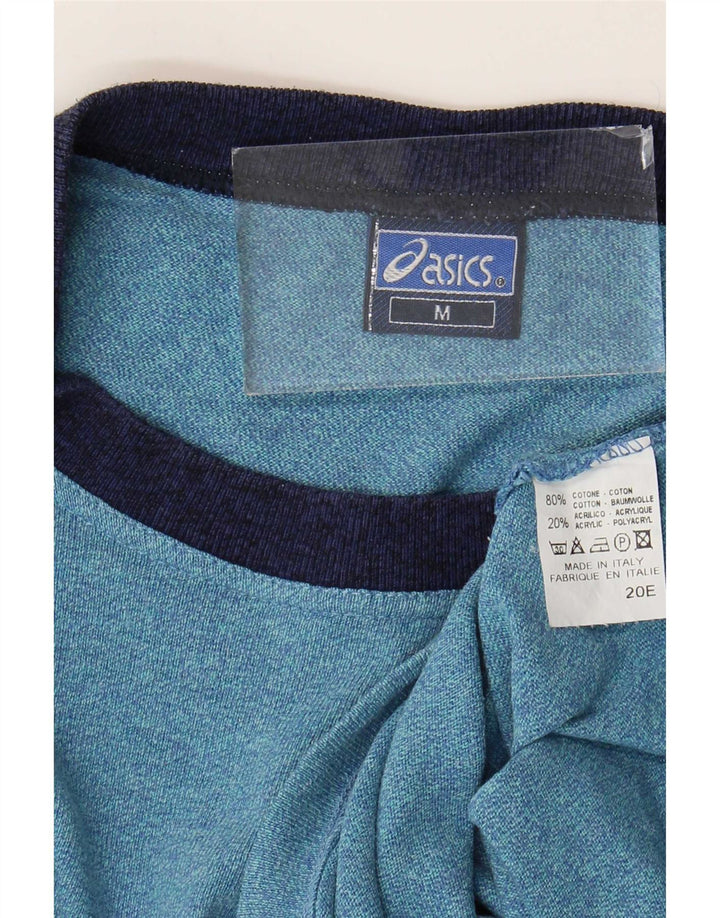 Camiseta masculina Asics Top médio azul manchado de algodão