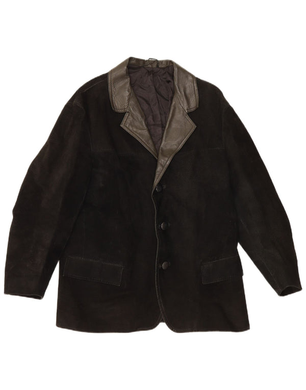 Jaqueta blazer masculina vintage de camurça com 3 botões Reino Unido 38 médio preto