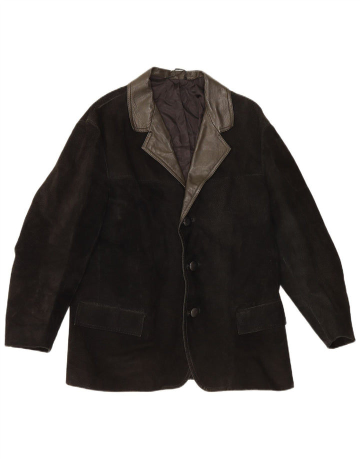 Jaqueta blazer masculina vintage de camurça com 3 botões Reino Unido 38 médio preto