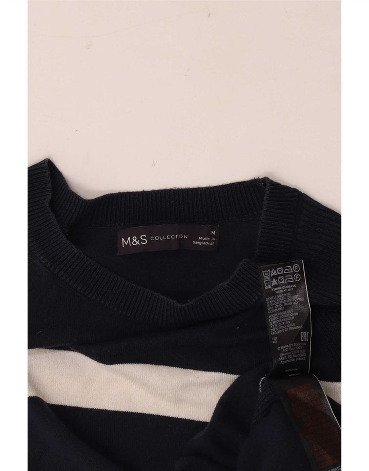Suéter feminino Marks & Spencer com gola canoa e listrado preto médio Reino Unido 12