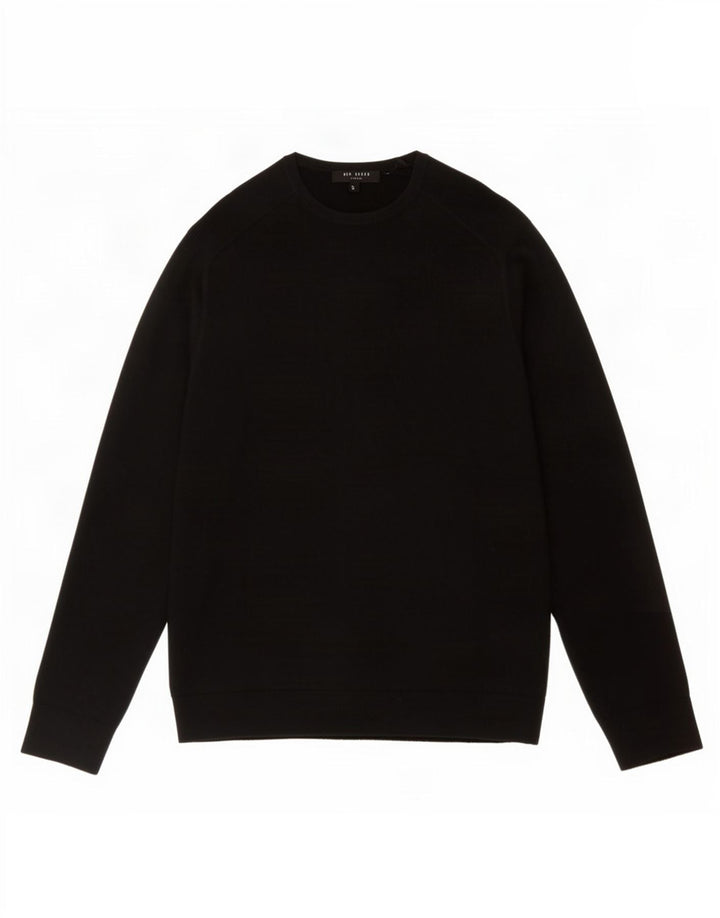 Suéter masculino Ted Baker com gola redonda, tamanho 3, preto médio