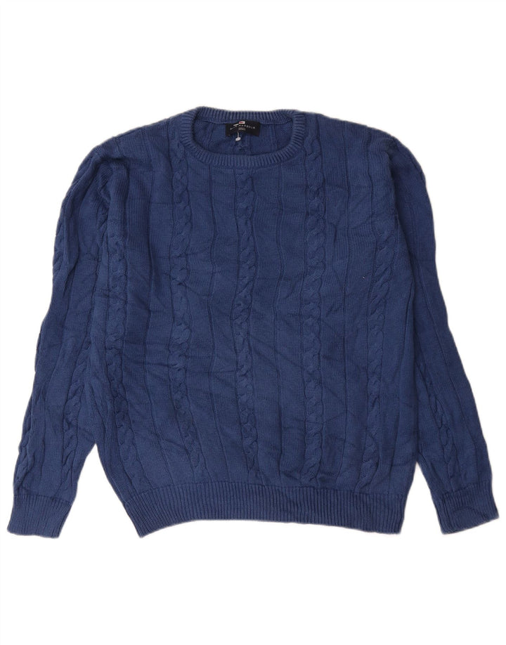 Suéter masculino Marks & Spencer Blue Harbor com gola redonda pequeno azul marinho