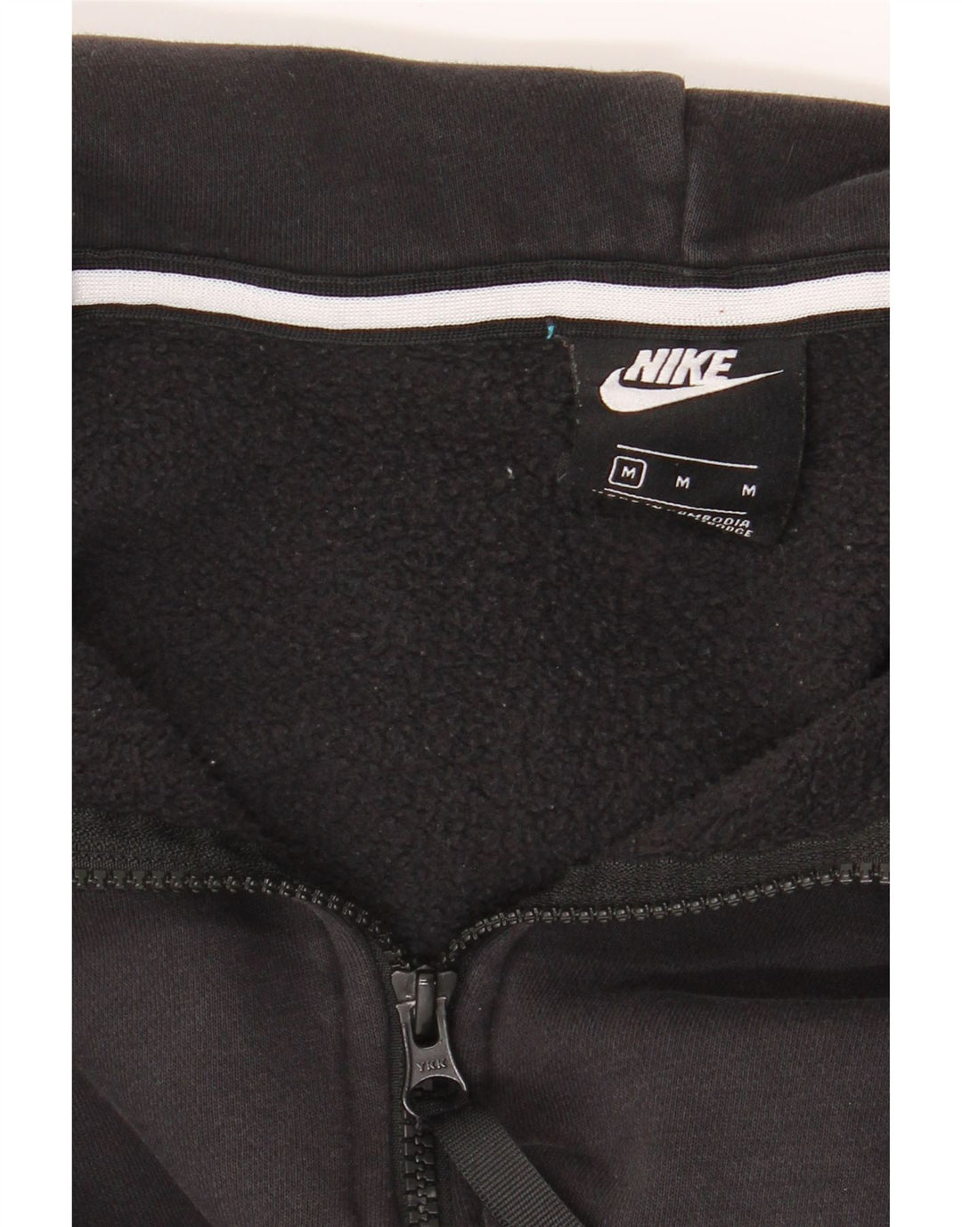 NIKE Mens Graphic Zip Hoodie Sweater Medium Black Colourblock Cotton Vintage Nike and Second-Hand Nike from Messina Hembry 