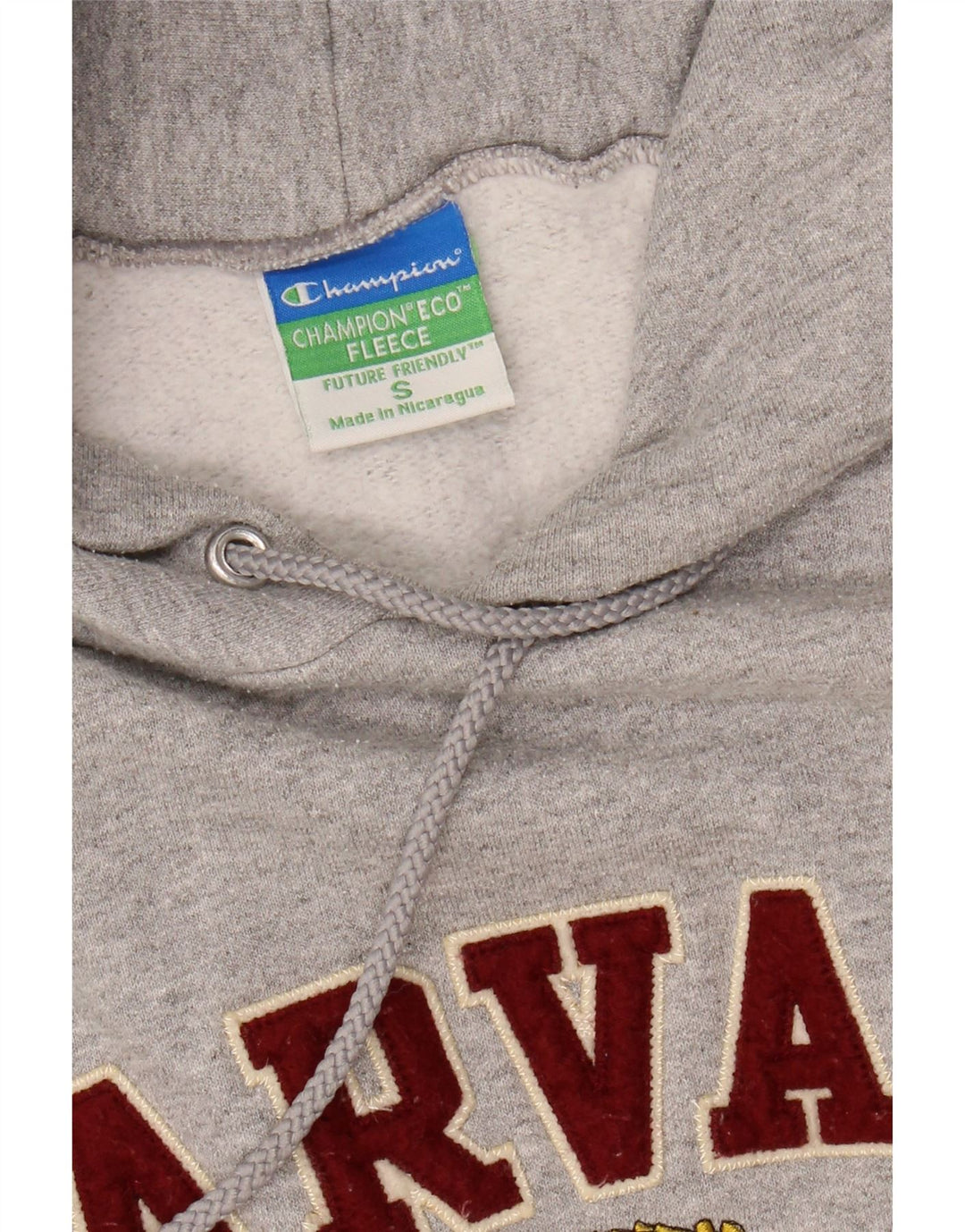 CHAMPION Suéter masculino com capuz gráfico Harvard pequeno algodão cinza