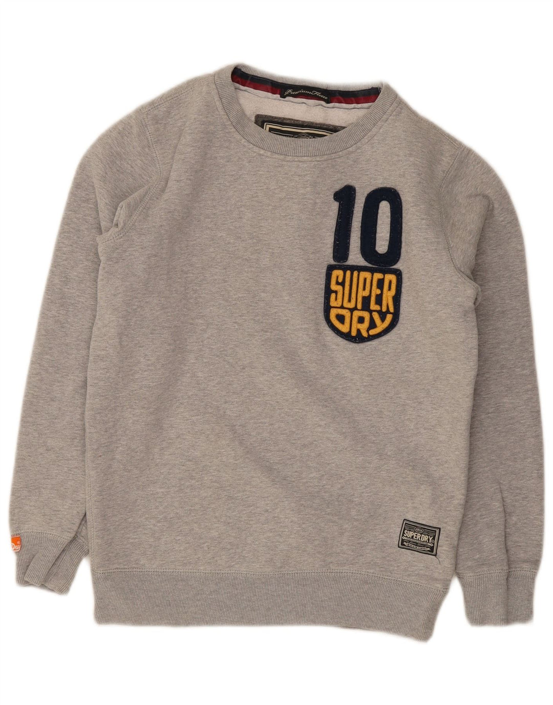 Superdry moletom gráfico masculino jumper pequeno algodão manchado cinza