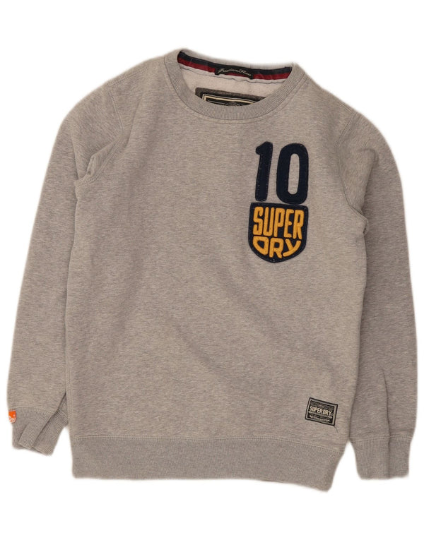 Superdry moletom gráfico masculino jumper pequeno algodão manchado cinza