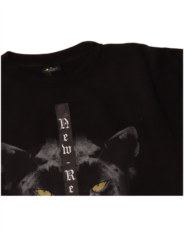 Marcelo Burlon moletom gráfico masculino jumper pequeno algodão preto