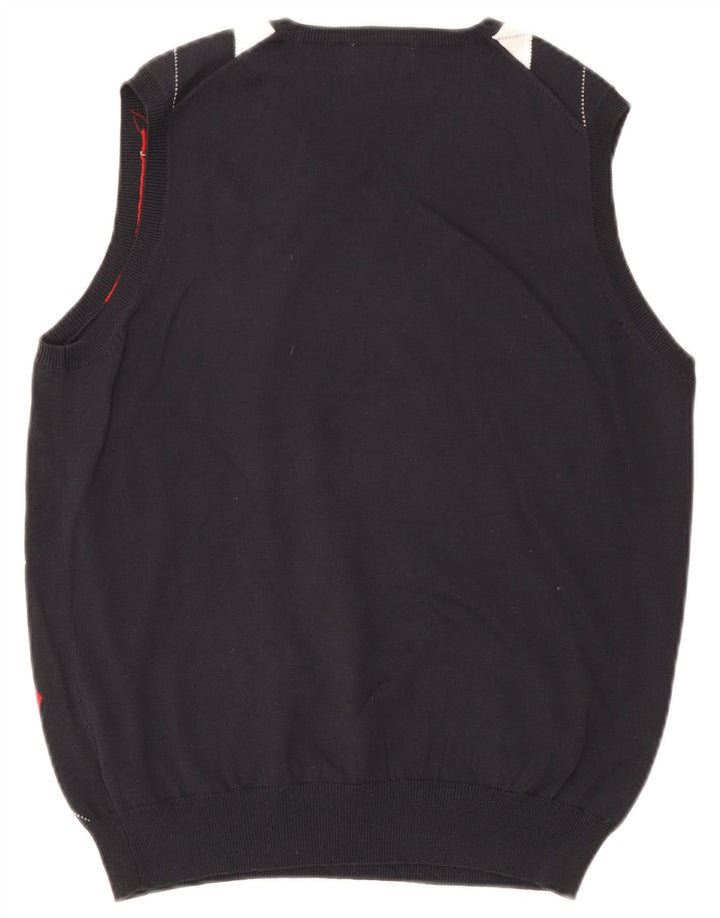 Kappa Mens Vest Tank Top UK 14 Médio Azul Marinho Argyle/Diamante Algodão