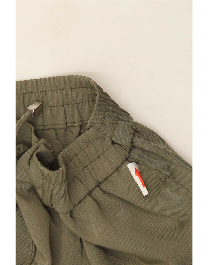 Zara Calça feminina cônica cortada grande W32 L24 poliéster cáqui