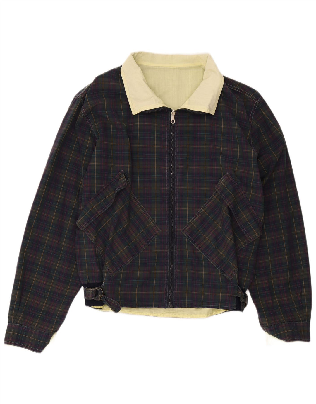 Jaqueta bomber masculina vintage UK 36 pequena xadrez azul marinho
