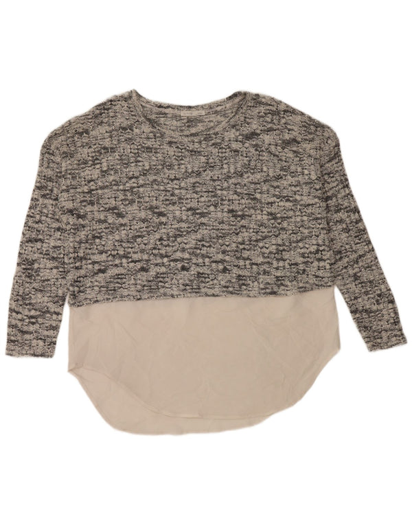 Zara Suéter feminino oversized com gola canoa Reino Unido 14 cinza médio