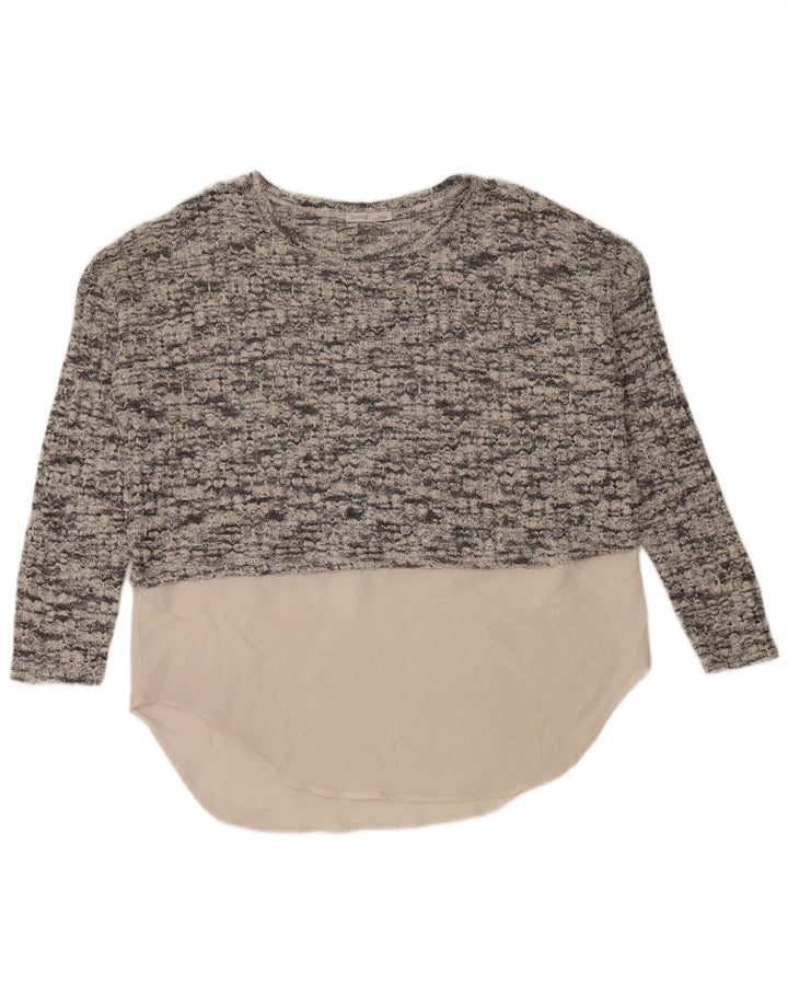 Zara Suéter feminino oversized com gola canoa Reino Unido 14 cinza médio
