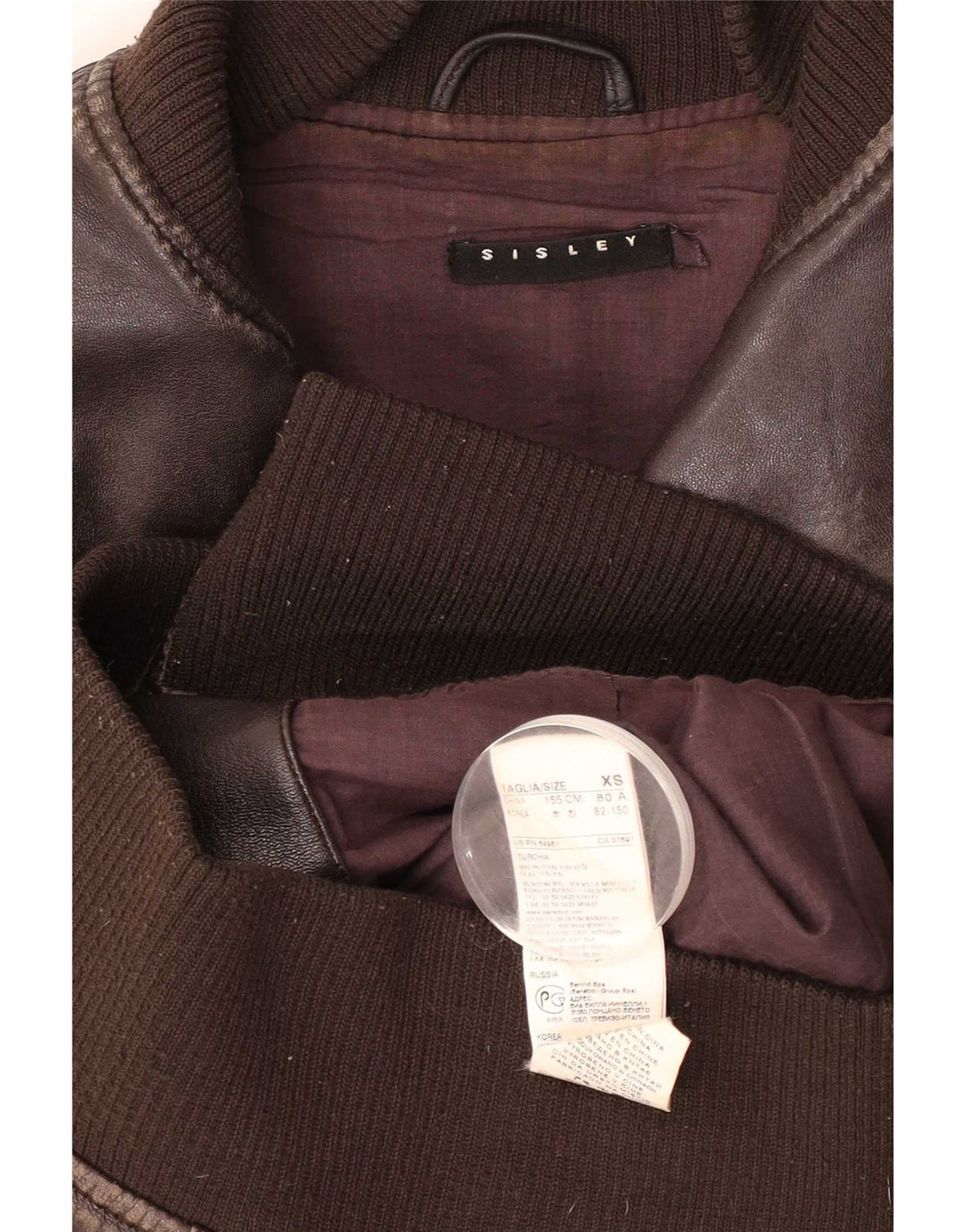 Jaqueta bomber feminina Sisley de couro UK 6 XS couro marrom