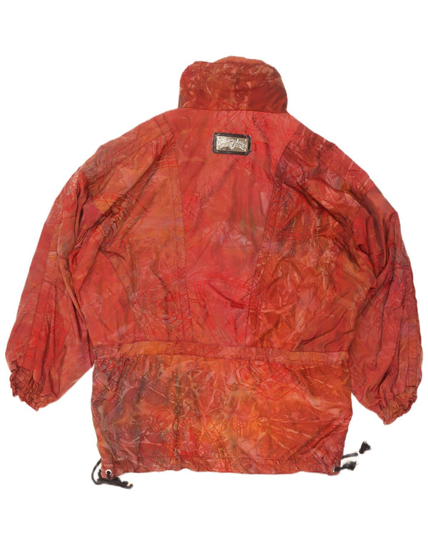 Jaqueta feminina vintage com padrão abstrato solto ajuste anorak Reino Unido 44 2XL vermelho