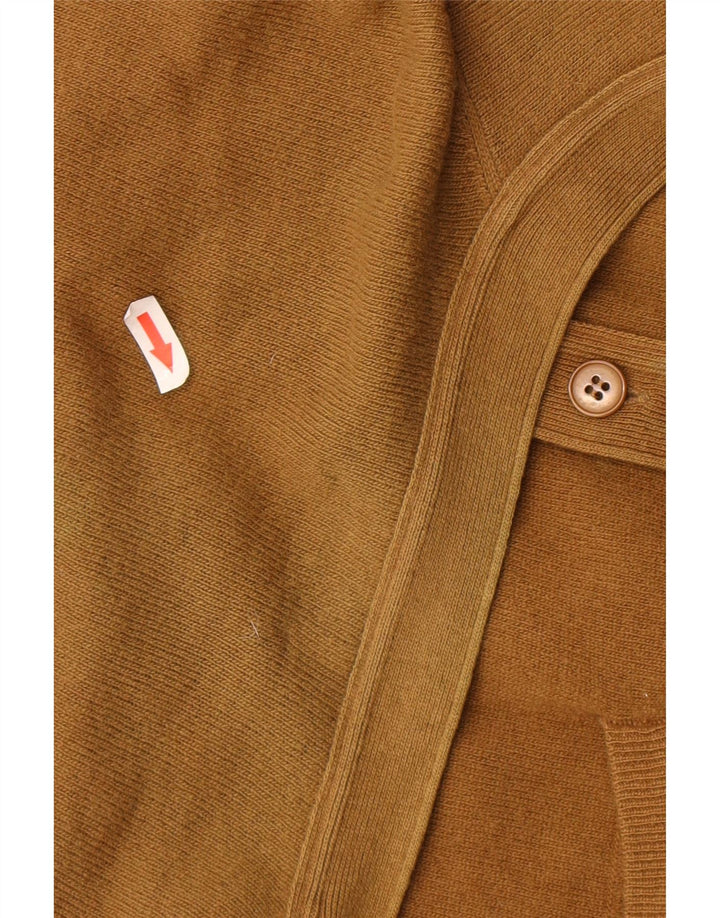 Suéter cardigã masculino BENETTON IT 48 lã de cordeiro marrom médio